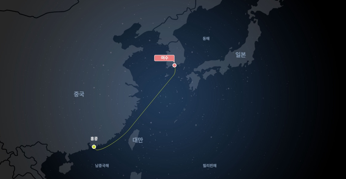 여수 주요 크루즈 항로도